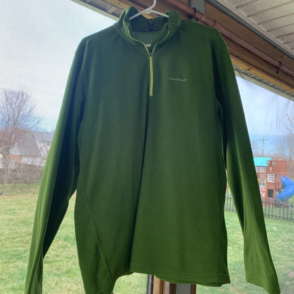 Men’s Eddie Bauer Green Fleece 1/4 Zip Pullover Large Tall